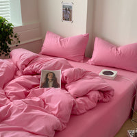 HKM-146003 Cotton Four-Piece Bed Sheet and Duvet Cover Set Available in Multiple Sizes