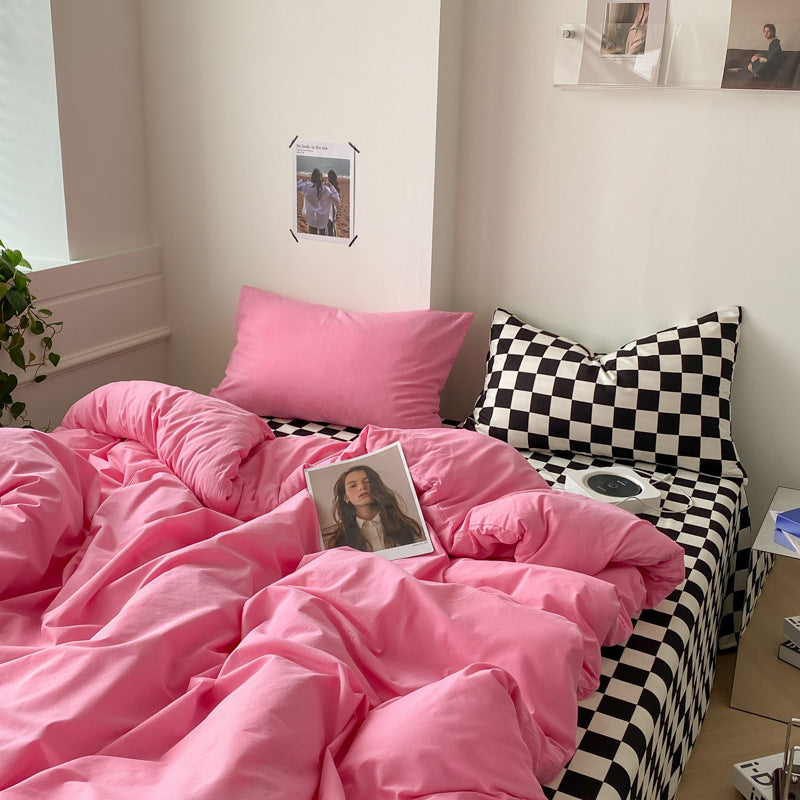 HKM-146003 Cotton Four-Piece Bed Sheet and Duvet Cover Set Available in Multiple Sizes