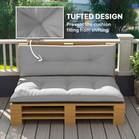 HKM-146067 Outdoor 2-Seater Pallet Cushion Set - Light Gray, Tufted Design with Water-Resistant Polyester Filling