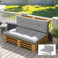 HKM-146067 Outdoor 2-Seater Pallet Cushion Set - Light Gray, Tufted Design with Water-Resistant Polyester Filling