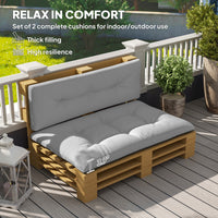 HKM-146067 Outdoor 2-Seater Pallet Cushion Set - Light Gray, Tufted Design with Water-Resistant Polyester Filling