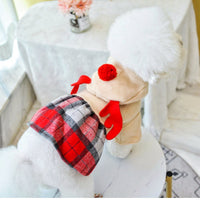 HKM-146131 Red Check Elk Skirt for Dogs and Cats - Warm Casual Polyester Outfit