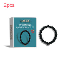 HKM-146195 Magnetic Anti-Smoking Bracelet with Frosted Stone Design