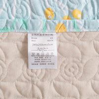 HKM-146515 Cotton Three-Piece Bed Cover Set with Floral and Plant Design for 0.9m Bed