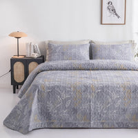 HKM-146515 Cotton Three-Piece Bed Cover Set with Floral and Plant Design for 0.9m Bed