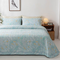 HKM-146515 Cotton Three-Piece Bed Cover Set with Floral and Plant Design for 0.9m Bed