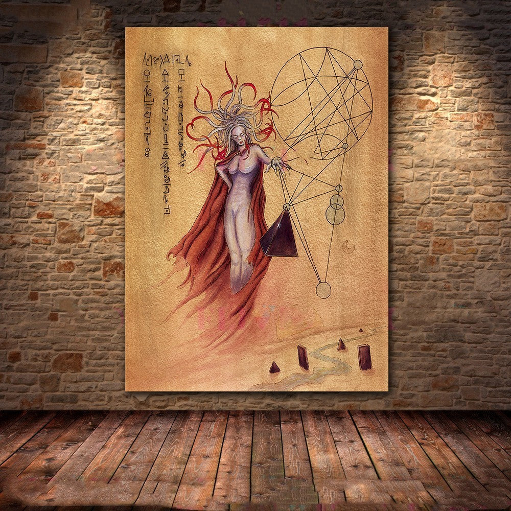 HKM-146515 Dark Demon and Holy Geometric Canvas Wall Art for Modern Living Spaces