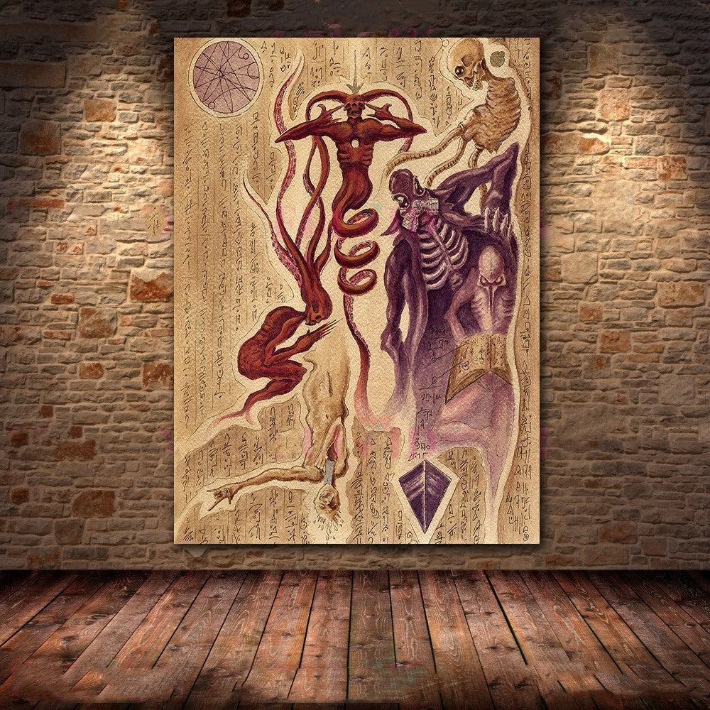 HKM-146515 Dark Demon and Holy Geometric Canvas Wall Art for Modern Living Spaces