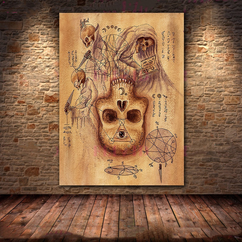 HKM-146515 Dark Demon and Holy Geometric Canvas Wall Art for Modern Living Spaces