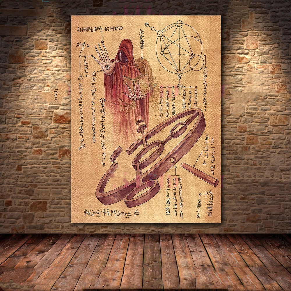 HKM-146515 Dark Demon and Holy Geometric Canvas Wall Art for Modern Living Spaces