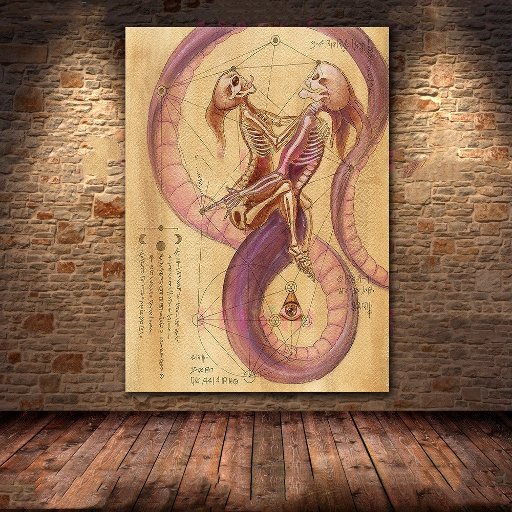 HKM-146515 Dark Demon and Holy Geometric Canvas Wall Art for Modern Living Spaces