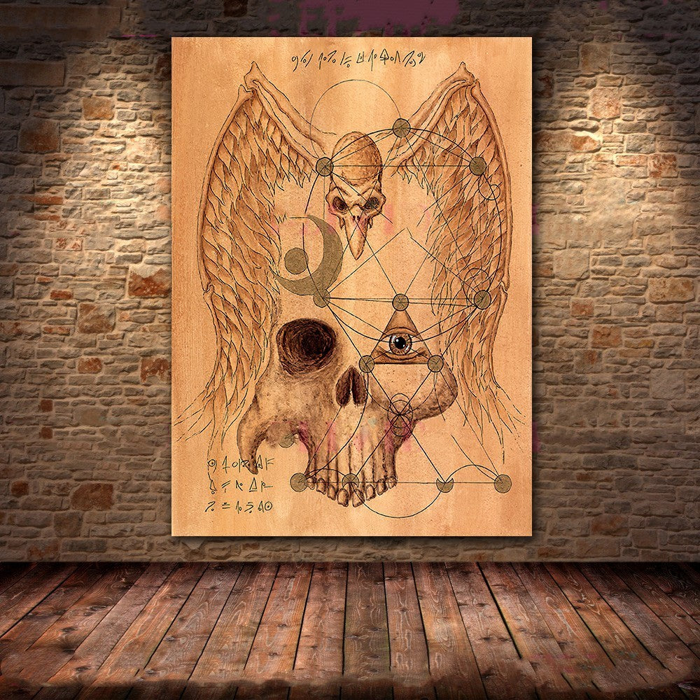 HKM-146515 Dark Demon and Holy Geometric Canvas Wall Art for Modern Living Spaces