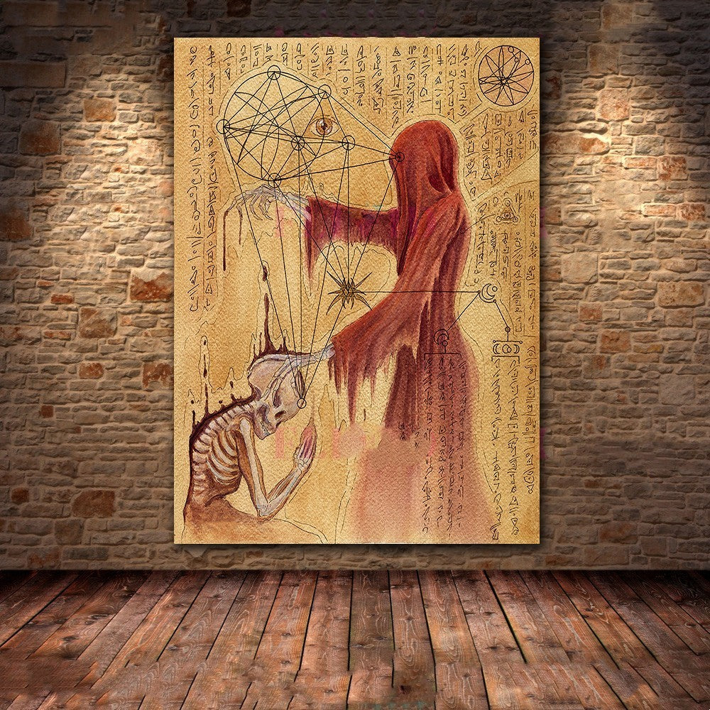 HKM-146515 Dark Demon and Holy Geometric Canvas Wall Art for Modern Living Spaces