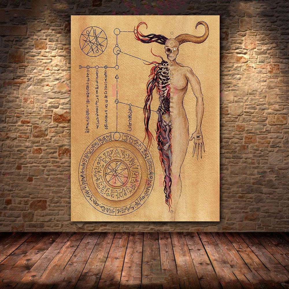 HKM-146515 Dark Demon and Holy Geometric Canvas Wall Art for Modern Living Spaces
