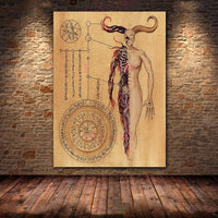HKM-146515 Dark Demon and Holy Geometric Canvas Wall Art for Modern Living Spaces
