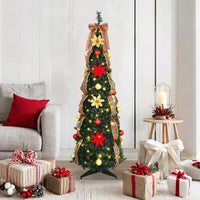 HKM-146643 Pre-Lit Artificial Christmas Tree with 50 Warm White LEDs - 120 cm, Art Deco Style, PVC Material