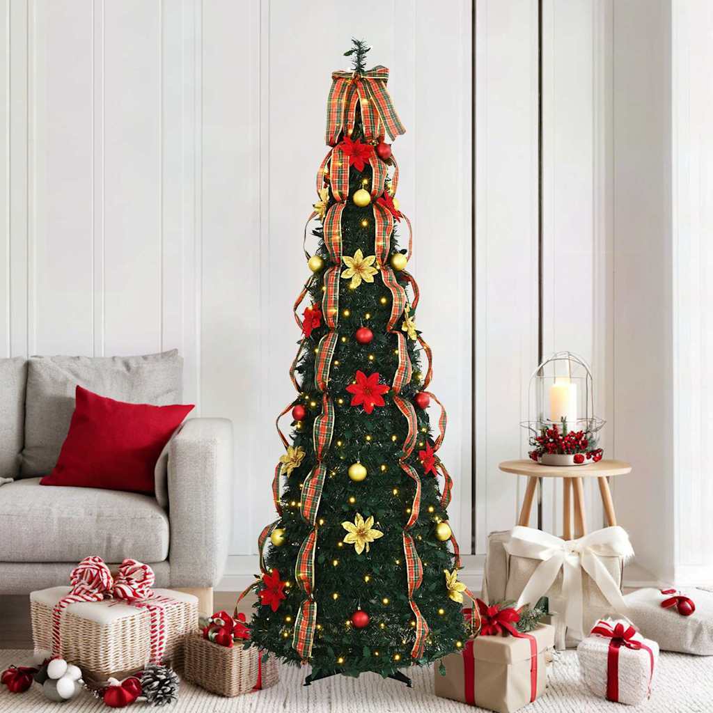HKM-146643 Pre-Lit Artificial Christmas Tree with 50 Warm White LEDs - 120 cm, Art Deco Style, PVC Material