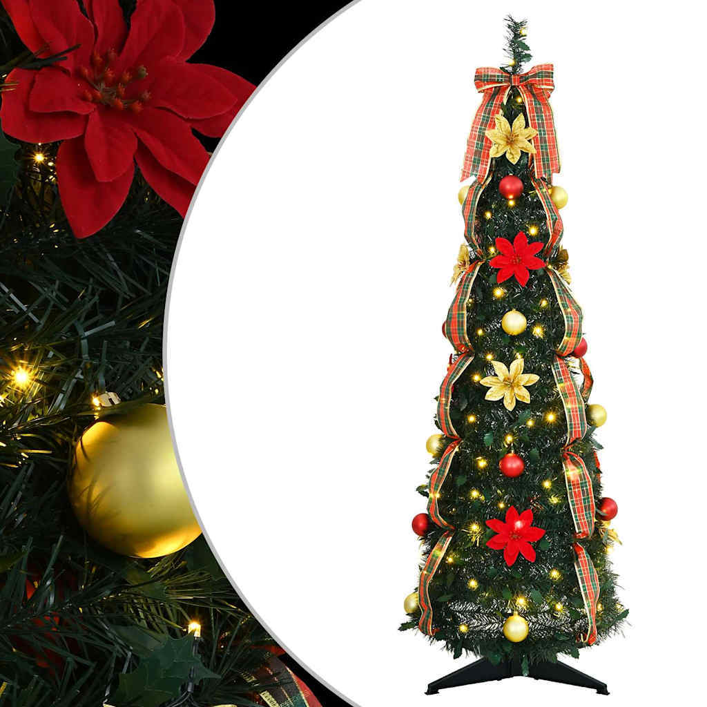 HKM-146643 Pre-Lit Artificial Christmas Tree with 50 Warm White LEDs - 120 cm, Art Deco Style, PVC Material
