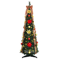 HKM-146643 Pre-Lit Artificial Christmas Tree with 50 Warm White LEDs - 120 cm, Art Deco Style, PVC Material