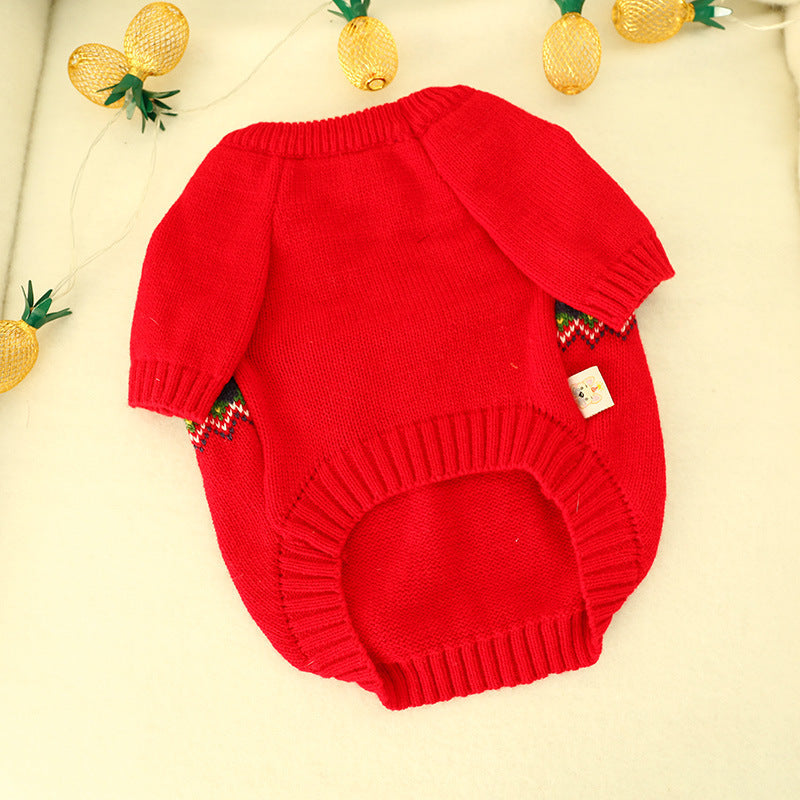 HKM-146707 Cozy Pet Christmas Sweater in Red – Casual Acrylic Design for All Breeds