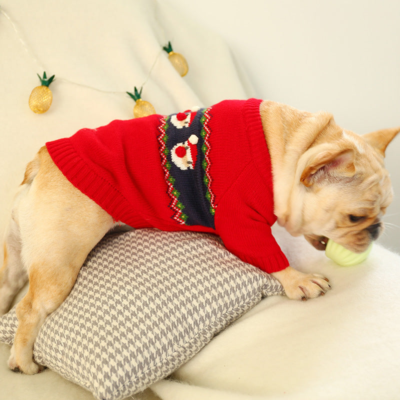 HKM-146707 Cozy Pet Christmas Sweater in Red – Casual Acrylic Design for All Breeds