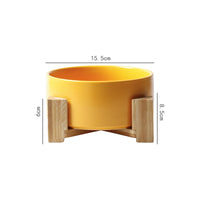 HKM-146707 Dual Ceramic Dog Food Bowl with Wooden Stand - 900 ml Capacity for Easy Feeding and Comfort