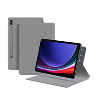 HKM-146771 Magnetic Protective Cover for Samsung Tablets - Fits Tab S9 FE Plus & S8 Ultra, Multi-Function Flip Case in Black, Blue, Gray, Green