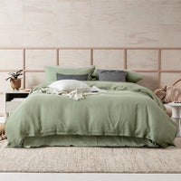 HKM-146835 Washed Pure Linen Four-Piece Bed Sheet Set with Quilt Cover and Pillowcases