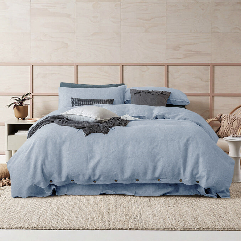 HKM-146835 Washed Pure Linen Four-Piece Bed Sheet Set with Quilt Cover and Pillowcases