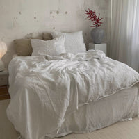 HKM-146835 Washed Pure Linen Four-Piece Bed Sheet Set with Quilt Cover and Pillowcases