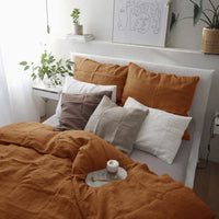 HKM-146835 Washed Pure Linen Four-Piece Bed Sheet Set with Quilt Cover and Pillowcases