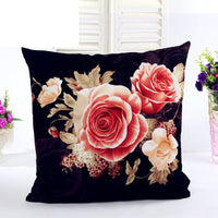 HKM-146899 Peony Printing and Dyeing Classic European Style Pillow Cover - Super Soft Polyester Cotton, 45x45cm, Suitable for Various Spaces