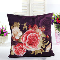 HKM-146899 Peony Printing and Dyeing Classic European Style Pillow Cover - Super Soft Polyester Cotton, 45x45cm, Suitable for Various Spaces