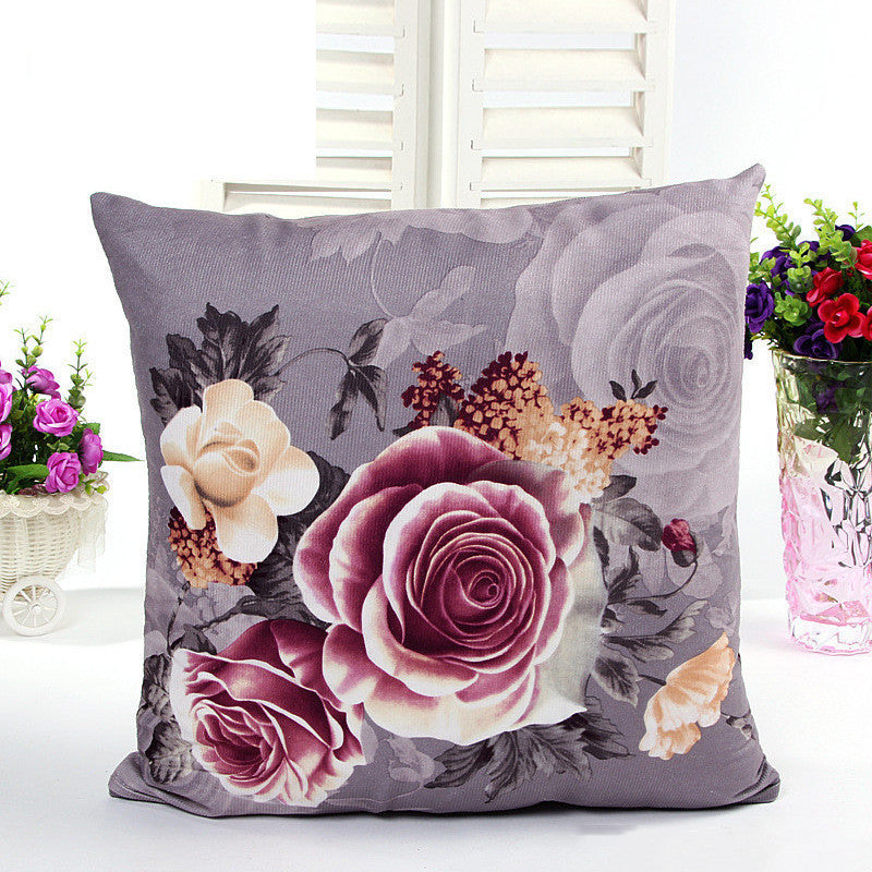 HKM-146899 Peony Printing and Dyeing Classic European Style Pillow Cover - Super Soft Polyester Cotton, 45x45cm, Suitable for Various Spaces