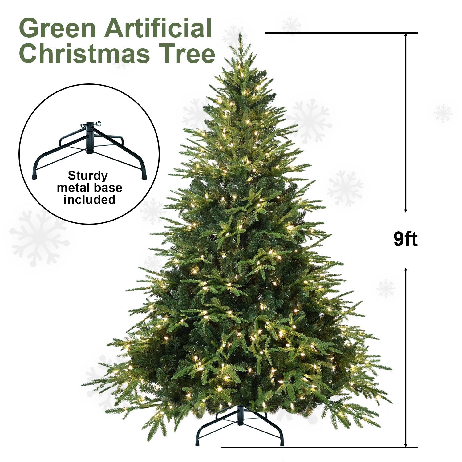 HKM-146963 Artificial Christmas Tree with Lights - 4ft to 9ft PE/PVC Hybrid Options Available