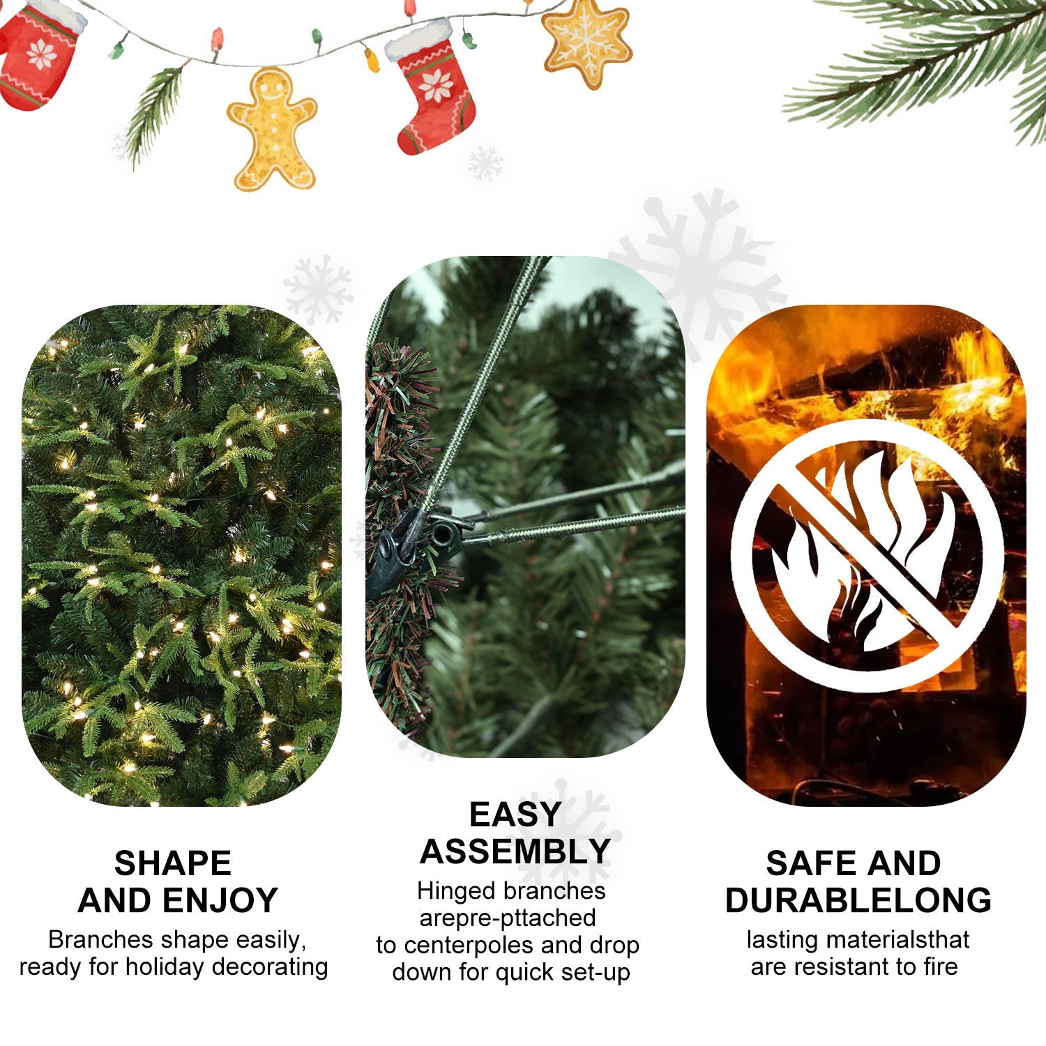 HKM-146963 Artificial Christmas Tree with Lights - 4ft to 9ft PE/PVC Hybrid Options Available