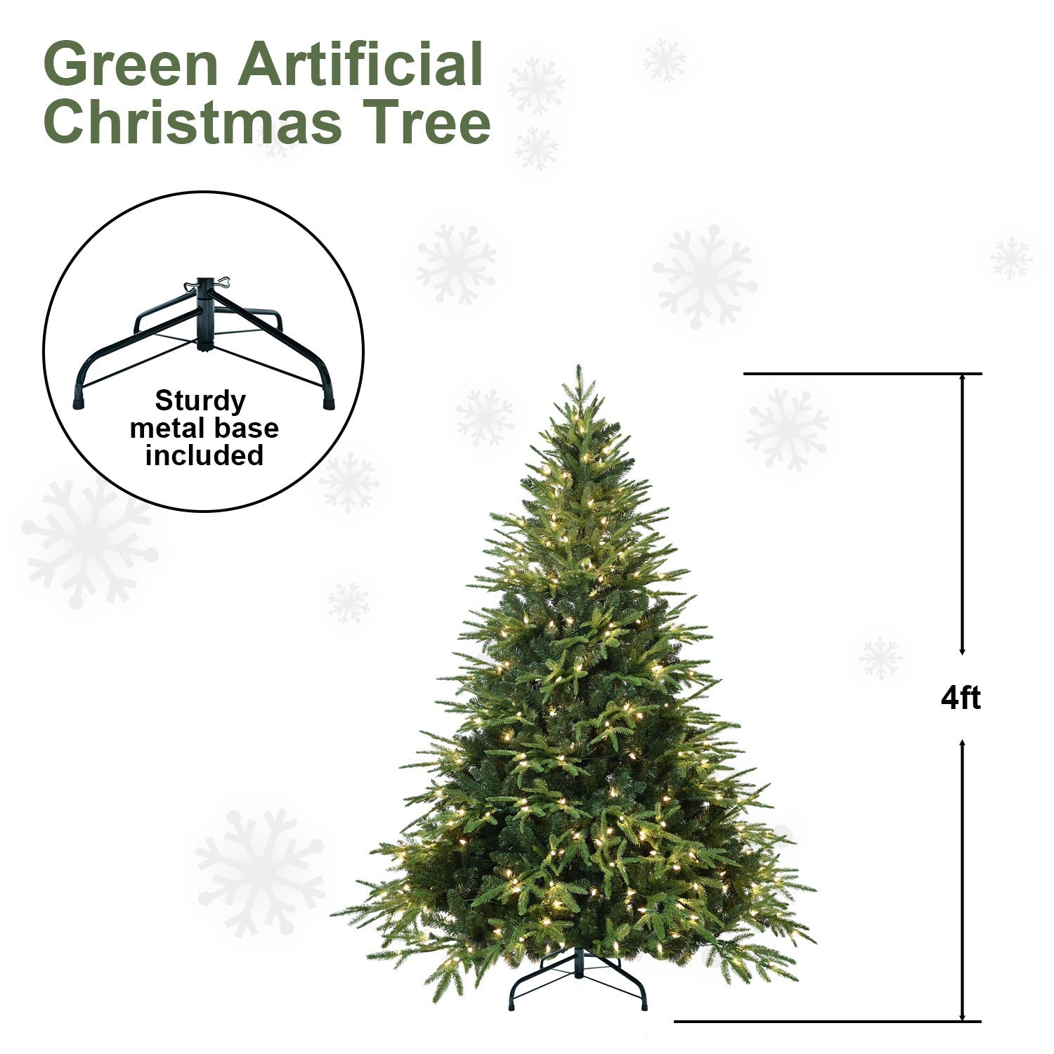 HKM-146963 Artificial Christmas Tree with Lights - 4ft to 9ft PE/PVC Hybrid Options Available