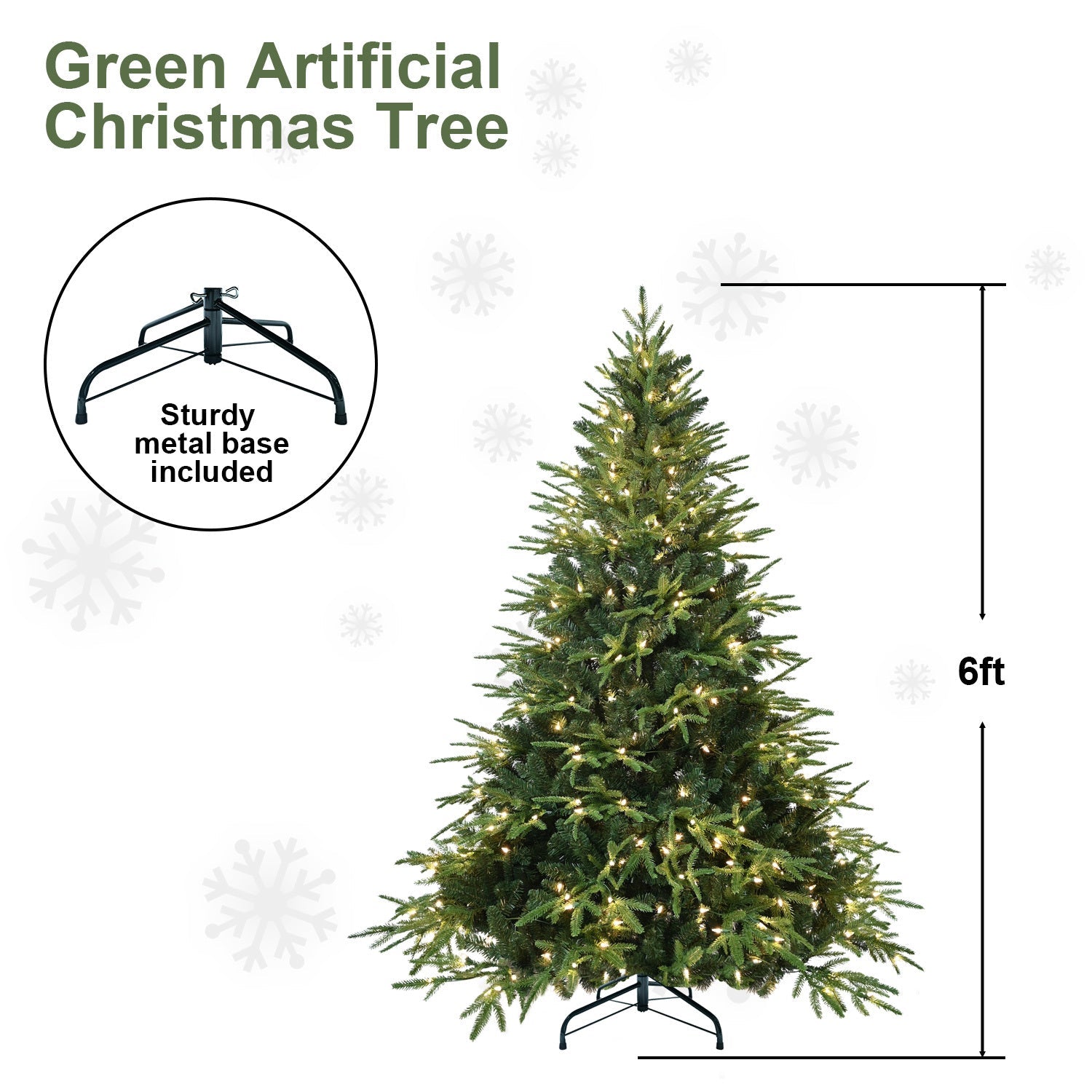 HKM-146963 Artificial Christmas Tree with Lights - 4ft to 9ft PE/PVC Hybrid Options Available