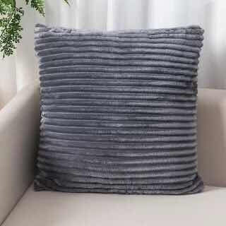 HKM-146963 Soft Corduroy Solid Pillow Case Cushion Cover, Pink and Gray, 45x45cm/53x53cm with Invisible Zipper