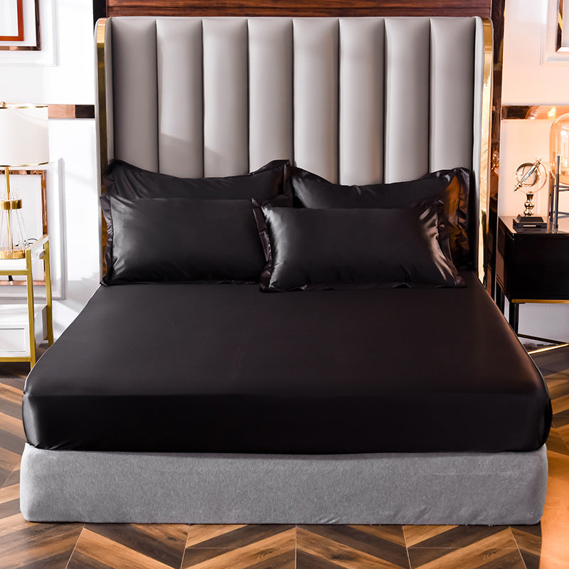 HKM-147155 Washed Silk Fitted Sheet in Solid Color – Modern Simplicity for Your Bedroom Comfort