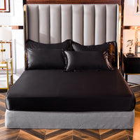 HKM-147155 Washed Silk Fitted Sheet in Solid Color – Modern Simplicity for Your Bedroom Comfort