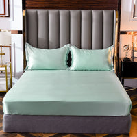 HKM-147155 Washed Silk Fitted Sheet in Solid Color – Modern Simplicity for Your Bedroom Comfort