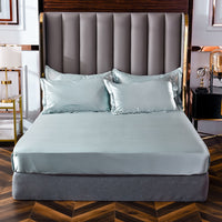 HKM-147155 Washed Silk Fitted Sheet in Solid Color – Modern Simplicity for Your Bedroom Comfort