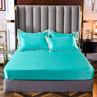 HKM-147155 Washed Silk Fitted Sheet in Solid Color – Modern Simplicity for Your Bedroom Comfort
