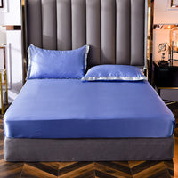 HKM-147155 Washed Silk Fitted Sheet in Solid Color – Modern Simplicity for Your Bedroom Comfort