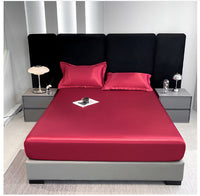 HKM-147155 Washed Silk Fitted Sheet in Solid Color – Modern Simplicity for Your Bedroom Comfort
