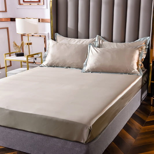 HKM-147155 Washed Silk Fitted Sheet in Solid Color – Modern Simplicity for Your Bedroom Comfort