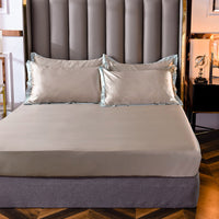 HKM-147155 Washed Silk Fitted Sheet in Solid Color – Modern Simplicity for Your Bedroom Comfort
