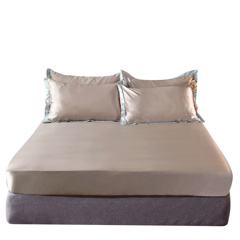 HKM-147155 Washed Silk Fitted Sheet in Solid Color – Modern Simplicity for Your Bedroom Comfort