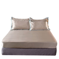 HKM-147155 Washed Silk Fitted Sheet in Solid Color – Modern Simplicity for Your Bedroom Comfort